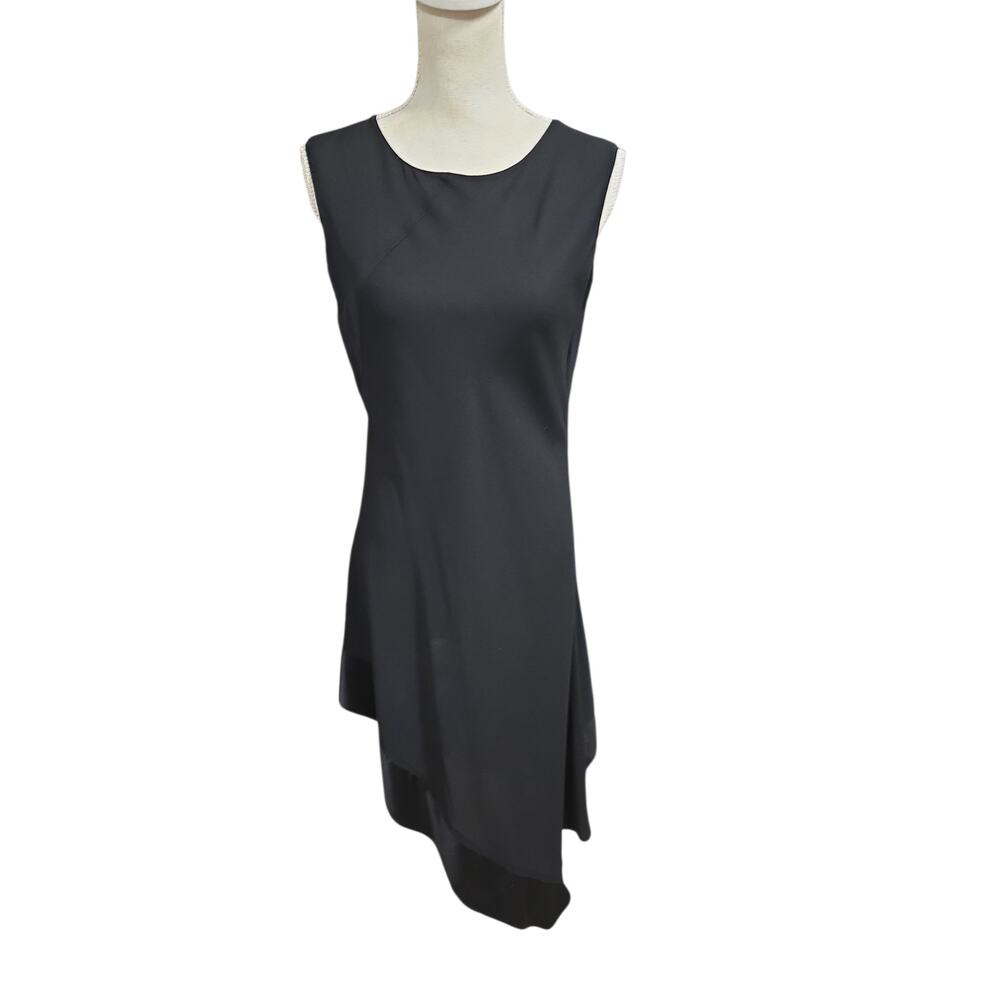 HARARI Black 100% Silk Asymmetrical Dress